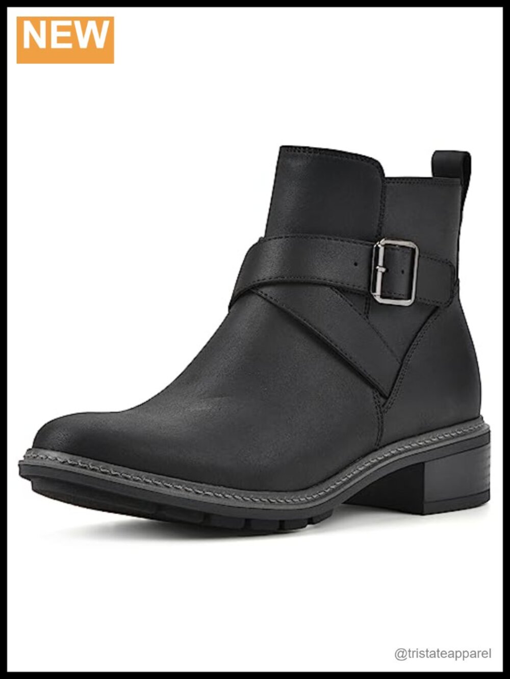 Womens Ankle Bootie Criss Cross Buckle Zip Closure Synthetic Round Toe